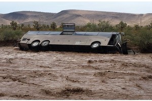 Arizona usa flash flood carries away tour bus